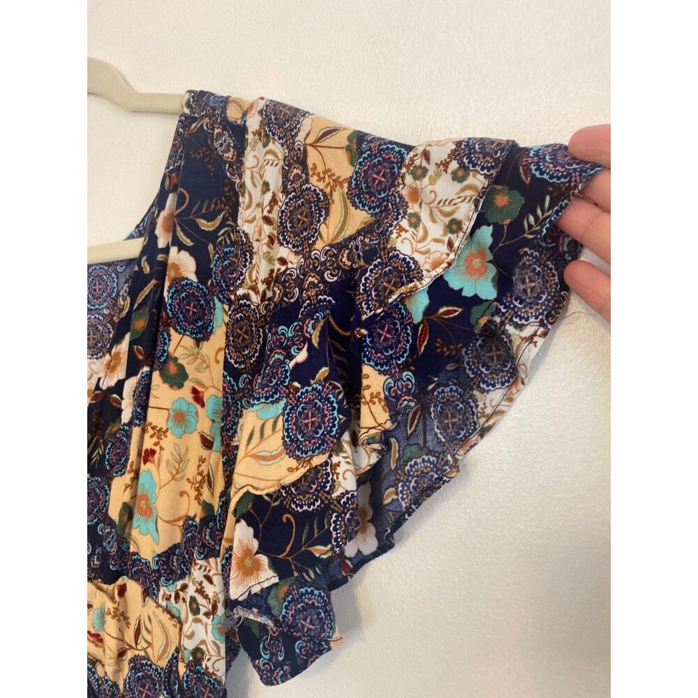 Abel The Label Boho Floral Maxi Dress With Flutter Sleeves & V-Neckline - Picture 3 of 7